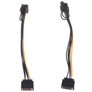 1 adet 15pin SATA Erkek 8pin(6+2) PCI-E Güç uzatma kablosu 20cm SATA Kablosu 15-pin 8 pin kablo tel Grafik Kartı için