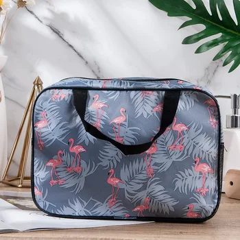 1 Adet Kadınlar Oxford Makyaj Çantası Fermuar Kuş Kaktüs Baskı Kozmetik Ruj Organizatör Seyahat Kadın Tuvalet Makyaj çanta