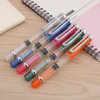 1 ADET Piston Kalem Dolma Kalem Büyük Kapasiteli Moda EF Klasik Şeffaf Renkli Kırtasiye Ofis Okul Malzemeleri