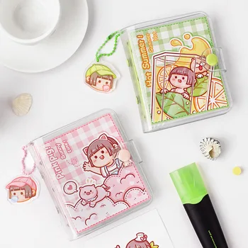 1 adet Yeni günlüğü PVC kabuk gevşek yaprak Mini Dizüstü Sevimli Küçük mochi Cep kitabı günlüğü planı not defteri pullu dizüstü günlüğü günlüğü