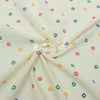 10 M X 135 cm Çift Gazlı Bez Krep Renkli Küçük Noktalar çocuk Pijama Ev Giyim Kumaş Özelleştirilmiş