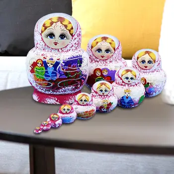 10x El Yapımı Rus Yerleştirme Doll Süs Ofis Çocuklar için İstiflenebilir