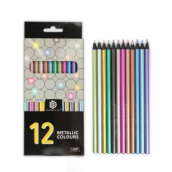 12 Adet/takım Profesyonel Metalik Renkli toksik Olmayan Çizim Kalemleri Çizim Eskiz Boyama Kalem Seti Kırtasiye Renk