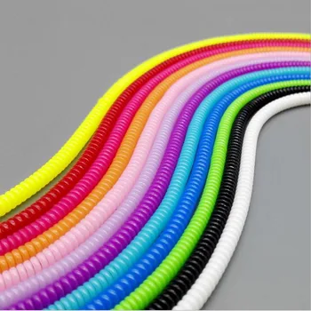 20 adet Renkli TPU spiral USB Şarj Kablosu Koruyucu şarj kabloları Kordon organizatör iphone samsung Android için Kablo sarıcı