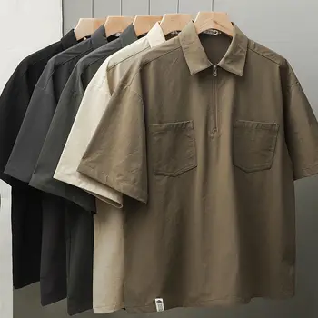 2023 Yeni Amerikan İş Giysisi POLO GÖMLEK Kısa kollu erkek Yaz Trendi Çabuk kuruyan T-shirt Kore Gevşek Retro Gömlek 3XL