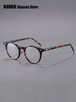 2023 Yeni Marka Tasarım Asetat Gözlük Çerçeve Erkekler Kadınlar Yuvarlak Gözlük Miyopi Optik Reçete Gözlük Oculos Büyük Yüz Jant