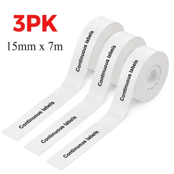 3 adet 15mm x 7m Sürekli etiket kağıdı için fit P12 Mini Taşınabilir Etiket Yazıcı Su Geçirmez Kendinden Yapışkanlı Termal Yazıcı Etiket