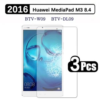 (3 Paket) 9 H Temperli Cam Huawei MediaPad M3 8.4 2016 BTV-W09 BTV-DL09 Anti Scratch Ekran Koruyucu Tablet Filmi
