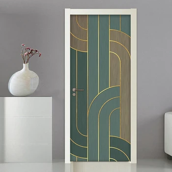 3D Kapı Sticker Çizgili duvar resmi Sanat Duvar Kağıdı DIY Kendinden Yapışkanlı Çıkarılabilir Posteri Duvar Çıkartmaları Oturma Odası Çıkartmaları Ev Dekor