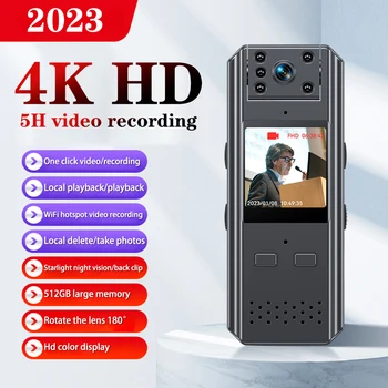 4 K / 2 K HD Görüntü Kalitesi Vücut Göğüs Kamera Polis Mini IR Gece Görüş Anti-shake Tek anahtar Video Ses Kaydedici Kamera