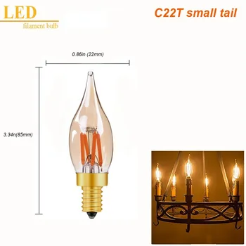 5 ADET C22 0.5 W 2 W 220 V 110 V 2300 K E12 E14 Tan LED Edison Ampul Koridor Kolye Dekoratif Ampul Kısılabilir Sıcak Sarı