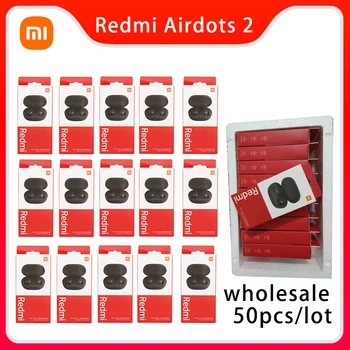 50 adet Xiaomi Redmi Airdots 2 Kulaklık Kablosuz Kulaklık Bluetooth AI Kontrolü Oyun mikrofonlu kulaklık Toptan