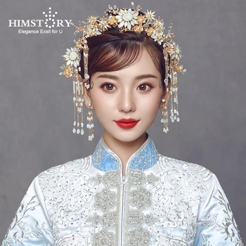 7 adet / takım Retro Çin Tarzı El Yapımı Boncuklu Düğün Gelin saç aksesuarları Kadın Kostüm Hairwear Tokalar Saç Tokaları Aksesuarı