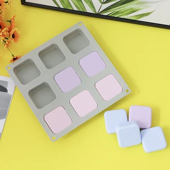 9 Kaviteler Kare Silikon Sabun sabun kalıpları Yapımı için 3D Benzersiz Kalıpları DIY çikolatalı kek Pişirme Kalıpları Ev El Sanatları Doğum Günü Hediyeleri