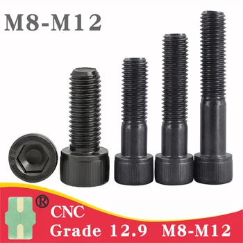 Altıgen Altıgen Soket Fincan başlı cıvatalar M8 M10 M12 karbon çelik malzeme vidalar siyah renk dın 912 sınıf 12.9 makine için