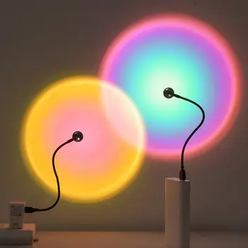 Ambiyans ışık yatak odası yurt Led masa lambası Internet ünlü ışık gölge günbatımı ışık USB gece lambası atmosfer