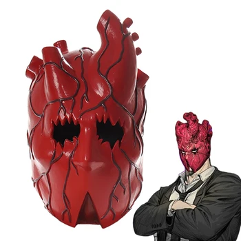 Anime Dorohedoro Shin Cosplay Maske Kalp Korkunç Kanlı Lateks Kask Maskeleri Cadılar Bayramı Prop