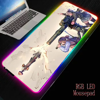 Anime Kız Tabancası RGB Oyun Led Bilgisayar Mouse Pad Büyük Fare Mat Arkadan Aydınlatmalı Halı Klavye sümen Fare Aksesuarı