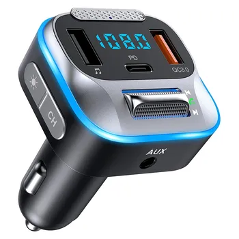 Araba Bluetooth FM Verici, 30 W PD Typ-C Bluetooth 5.0 Adaptörü Oto araba şarjı MP3 Çalar Destek TF Kart, eller Serbest