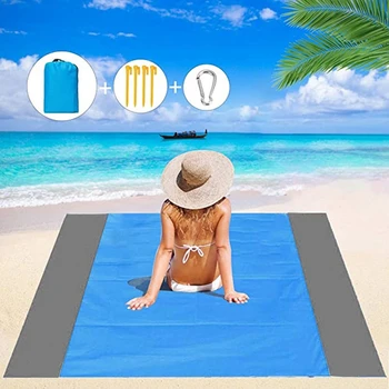 Açık Kamp Su Geçirmez Ve Kullanışlı Katlanabilir İki renkli piknik örtüsü Nem geçirmez Mat Polyester Ekose Cep Plaj Mat