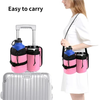 Bagaj seyahat tipi kupa tutucu Taşınabilir İçecek Caddy Çantası Tutun İki Kahve Kupaları bavul kolları üzerinde Rulo Gezgin Aksesuar Erkekler Kadınlar