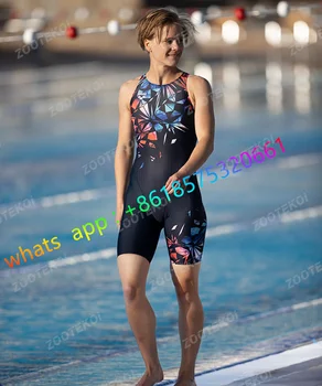 Bayan Mayolar Racerback Atletik Tek Parça Mayo Diz Boyu Bodysuit Yüzme Havuzu Triatlon Yarışı Bodysuit Mayo
