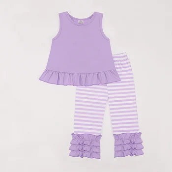 Bebes Sonbahar Kıyafetler Bebek Kız Giysileri Set Mor Yay Bodysuit çocuk Takım Elbise Çocuklar Çizgili Dantel gündelik giyim Çiçek 1 - 8T Pantolon
