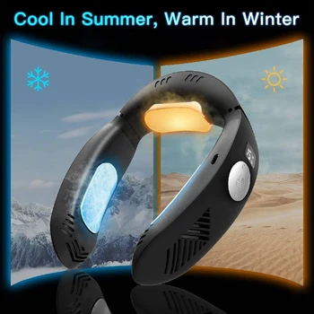 Boyun fanı Elektrikli ısıtıcı Taşınabilir Klima Boyun Bandı Taşınabilir Fan Hava Soğutucu Yaz Kış İsıtıcı Fan USB Soğutma Fanı