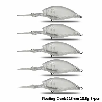 CF Cazibesi Boyasız DIY Yüzen Krank 115mm 18.5 g 5 adet Balıkçılık Cazibesi ABS Plastik Yem Kütük
