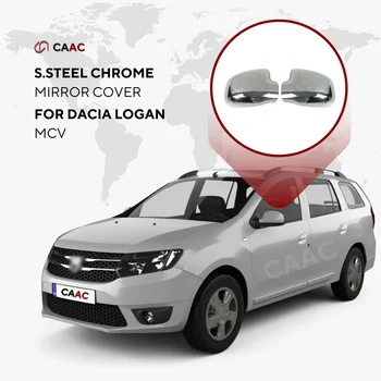 Dacia Logan MCV 2013-2022 Paslanmaz Çelik Krom Yan ayna kapağı 2 Adet Kolay Kurulum Yüksek Kaliteli Araba Aksesuar Donanım