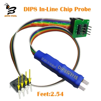 DIP8 In-Line Çip Probu IC Testi Klip Probu 8 Feet 2.54 BIOS 93/25/24 CH341A / EZP Serisi / TL866ıı artı / CS / A / RT809F / RT809H