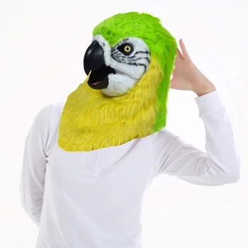 Douyin Videoları için Kullanılabilir Peluş Hareketli Ağız Maskesi Cadılar Bayramı Performansı Sarı Papağan