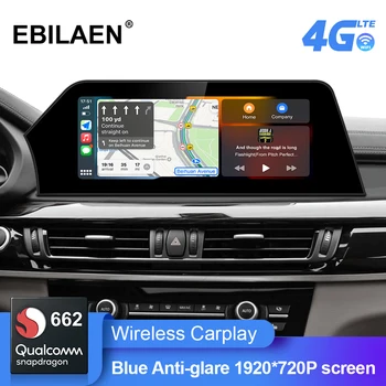 EBILAEN Android 11 Araba Radyo BMW X5 F15 NBT Sistemi 2014-2017 Mavi Anti G-lare Ekran Multimedya GPS Navigasyon Carplay 12.3'