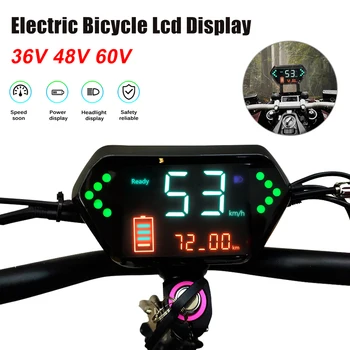 Elektrikli Bisiklet lcd ekran 36V 48V 60V Kilometre Kilometre Sayacı Pil Gücü Dönüş Sinyali Göstergesi 72V Faz Kontrolörü
