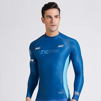 Erkek Moda Yüksek Elastik Konfor Uzun Kollu UPF 50 + Sörf Üstleri Su Sporları Plaj Hızlı Kuru Yüzme Şnorkel Sörf Kıyafeti