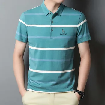 Erkek POLO tişört 2023 Hazzys Yaz Rahat Kısa Kollu Moda Baskı Üstleri Erkekler Golf Kıyafeti Giyim İş Pamuk
