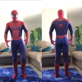 Erkekler Cadılar Bayramı TASM 2 Örümcek Adam Cosplay Kostüm Süper Kahraman Zentai Suit Yetişkin Çocuk Boys Erkek Tam Bodysuit Tulum