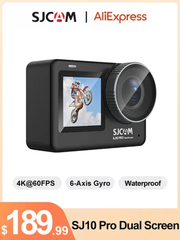 Eylem Kamera SJCAM SJ10 Pro Çift Ekran 4K 60FPS WiFi Gyro Canlı Akış Vücut Su Geçirmez Spor DV 64GB Hafıza Kartı İle