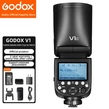 Godox V1 kamera flaşı Yuvarlak Flaş Üst Flaş 1/8000 s İçin Uygun Fujifilm Canon Nikon SONY Kamera HSS Lityum Pil Flaş