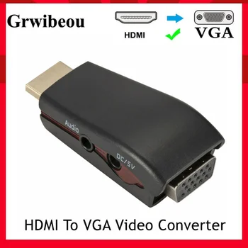 Grwıbeou 1080P HDMI VGA Dönüştürücü 3.5 Mm Ses Kablosu Erkek dişi adaptör HD Video Çıkışı PC Laptop İçin TV monitörü Projektör