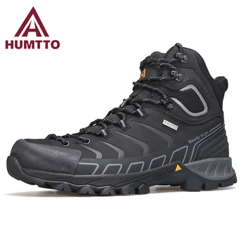 HUMTTO Deri yürüyüş botları Erkekler için Lüks Tasarımcı Su Geçirmez Açık Ayakkabı Tırmanma Trekking Sneakers Erkek Güvenlik yarım çizmeler