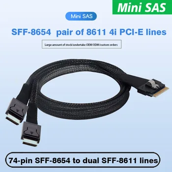 Ince SAS SFF-8654 8i To Oculink SFF-8611 4i X 2 Kablo 16-24Gbps Sunucu PCI-Express Yükseltici Kartı
