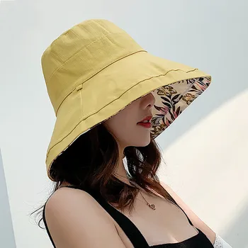 Ins Desen Yaz Geniş Kova Şapka Kovboy Kadın Açık Balıkçılık Yürüyüş plaj şapkaları Nefes Anti UV güneşlikli kep Geniş Geniş Ağızlı