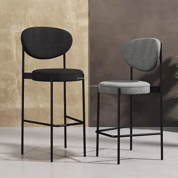 Iskandinav Minimalist demir çubuk Sandalyeler yüksek tabure Modern Eğlence Bar sandalyeleri Yumuşak Arkalığı Taburetes De Cocinas Oturma Odası Mobilya