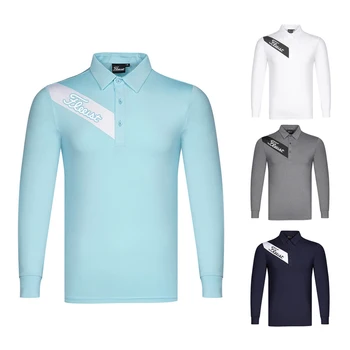 İlkbahar Sonbahar 2023 Golf erkek Üst Trend Taban Gömlek POLO GÖMLEK Açık Spor uzun kollu tişört