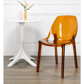 İskandinav Basit Şeffaf Akrilik Yemek Sandalyesi Yaratıcı Ev Makyaj Sandalyeleri Oturma Odası Plastik Kristal Sandalye Arkalığı ile