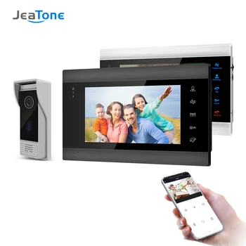 Jeatone 7 İnç Kablosuz Wifi Akıllı Ev IP Görüntülü Kapı Telefonu İnterkom Giriş Kapısı için Yağmur Geçirmez Kapı Zili Sundurma Kamera Vizör