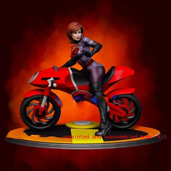 Kadın Motosiklet Binici Dıy Reçine Şekil 1/24 Ölçekli 75mm Araya model seti Demonte Dioramalar Boyasız Heykelcikler Oyuncak