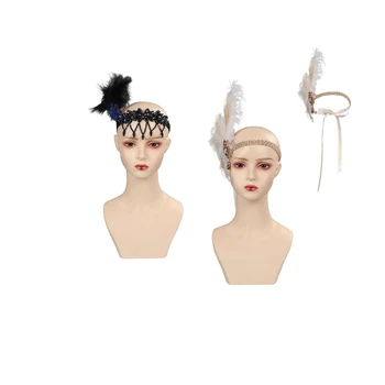 Kadın Retro Tüy 1920s Kristal Hairband Cosplay Aksesuarları Kızlar Kafa Bandı Karnaval Parti Disguise Kostüm Prop