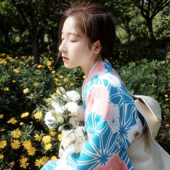 Kadın Retro Yaz uzun elbise Cosplay Kostüm Japon Geleneksel Kimono Bornoz Sahne Performansı Elbise Resmi Yukata